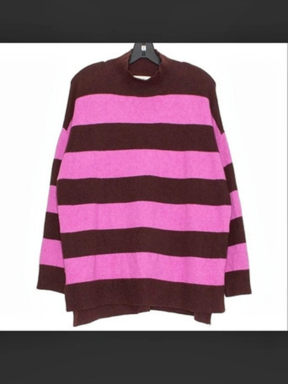 LOFT Striped Turtleneck Sweater in Pink & Purple Size Medium